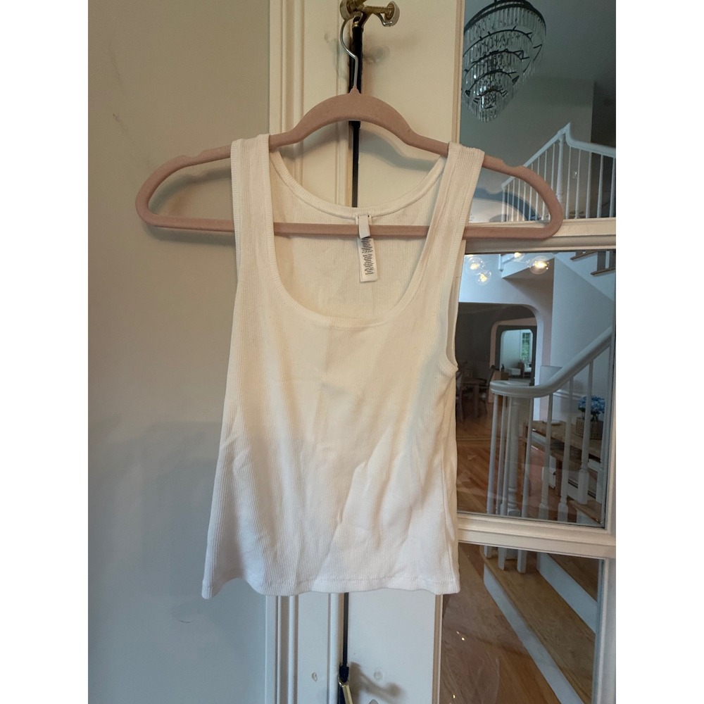 NWOT Skims Cotton Rib Tank Top Bone White Scoop Neck Sleeveless Ribbed Size L